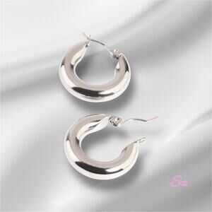 Sleek Silver Oval Hoop Earrings